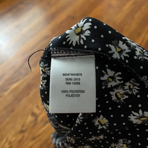 BONGO Dandelion Floral Polka Dot Print Black V-Neck Scoop Hem Tank Top Woman's S - Picture 5 of 5